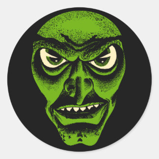 Redonda Vintage Halloween Demon o Witch Pegatina