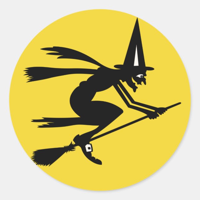 Redonda Vintage Halloween Witch Pegatina (Anverso)