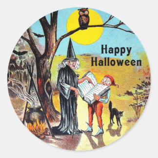 Redonda Vintage Halloween Witch Pegatina
