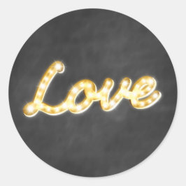 Redonda Vintage Marquee Lights Love Pegatina - pizarra