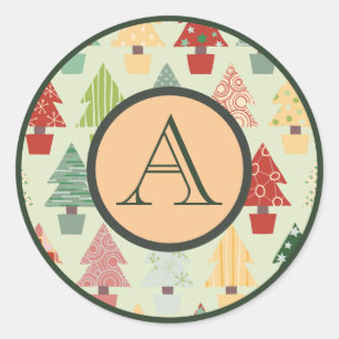 Redonda VINTAGE NAVIDAD PERSONALIZADO DE ÁRBOL Pegatina IN