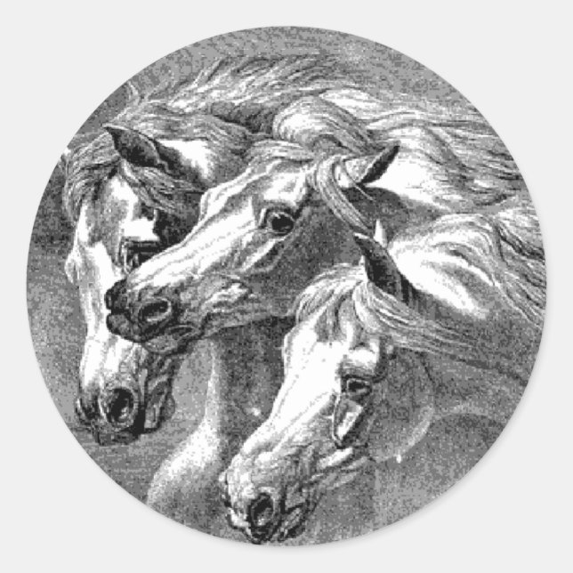 Redonda Vintage Pharoah Pegatina de Ilustracion de caballo (Anverso)