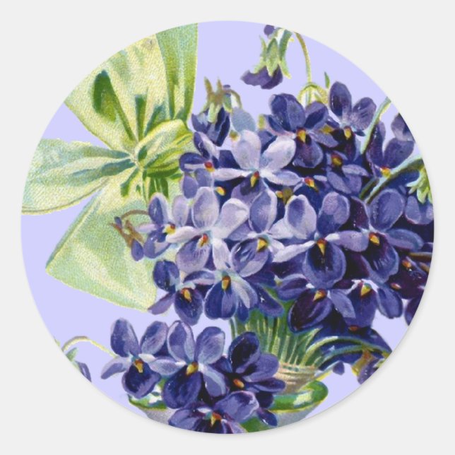 Redonda Violets Flower Art Pegatina (Anverso)