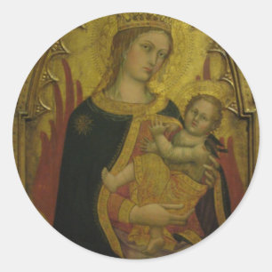 Redonda Virgen María y Niño Jesús Pegatina