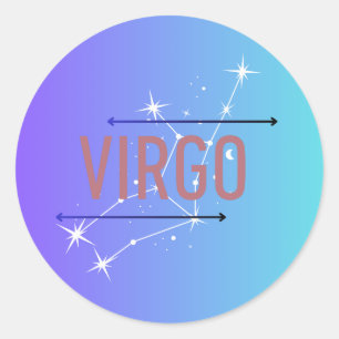 Redonda Virgo Zodiac Pegatina Azul