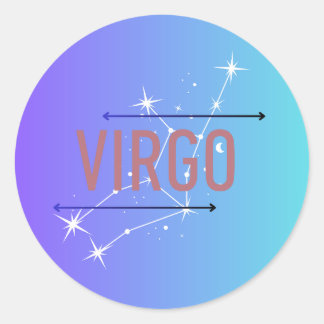 Redonda Virgo Zodiac Pegatina Azul