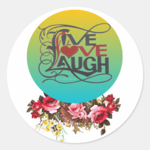 Redonda VIVE LOVE LOVE LAUGH VIBRANT ROUND Pegatina