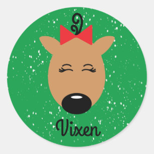Redonda Vixen Reindeer Classic Round Pegatina