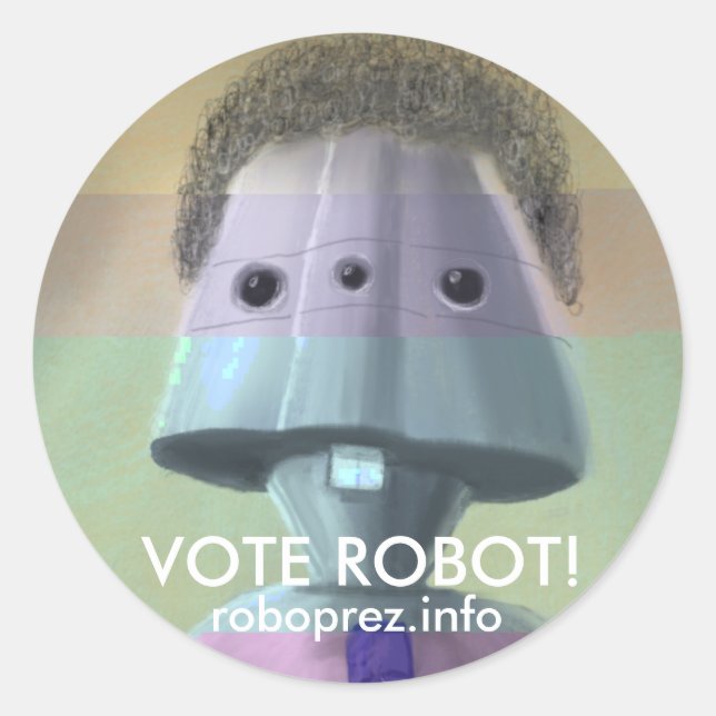 Redonda ¡Vote Robot! - Gran Pegatina Chuck10.1 (Anverso)