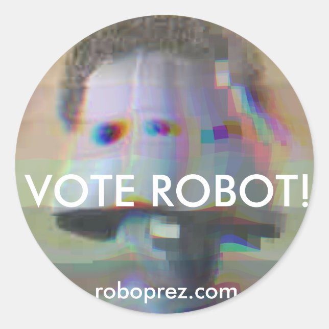 Redonda ¡Vote Robot! - Pegatina Chuck10.1 (Anverso)