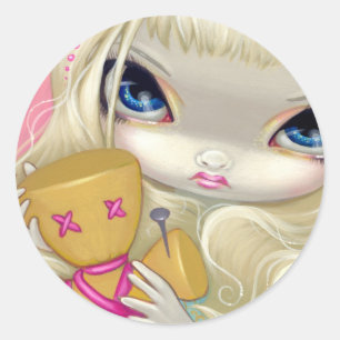 Redonda "Vudú en" pegatina rosado