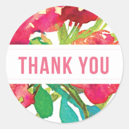 Redonda Vuelta Tropical Floral Gracias Pegatina