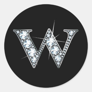 Redonda "W" Diamond Bling Pegatina