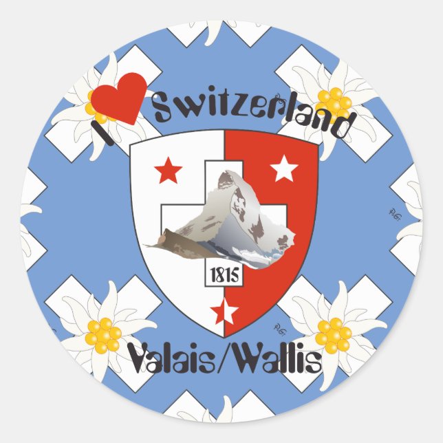 Redonda Wallis Valais Suiza Suisse Svizzera pegatina (Anverso)