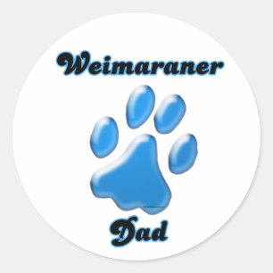 Redonda Weimaraner Dad blue Pawprint Pegatina