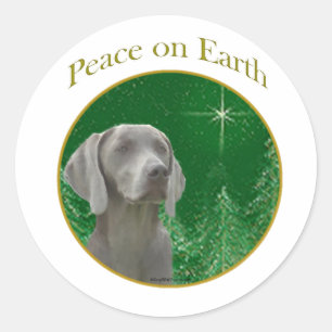 Redonda Weimeraner Peace on Earth - Pegatina