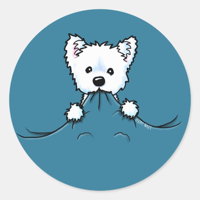 Redonda Westie Cute Aggression KiniArt Pegatina (Anverso)