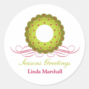 Redonda Whimsy Wreath con el Pegatina de feriado de Berrie