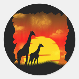 Redonda Wild Giraffe Pegatina