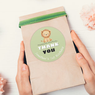 Redonda Wild One Birthday Gracias Pegatina