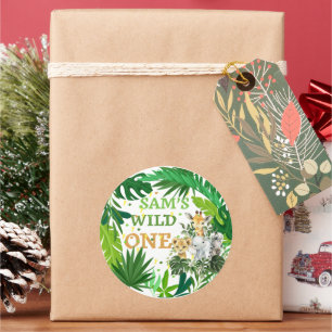 Redonda Wild One Safari Birthday Pegatina