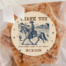 Wild West Cowboy Pegatina del Partido del Cumpleañ