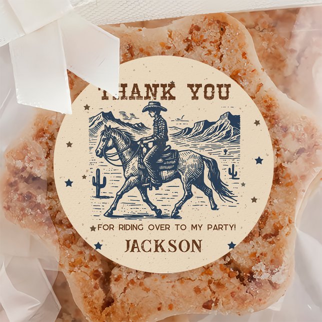 Redonda Wild West Cowboy Pegatina del Partido del Cumpleañ (Subido por el creador)