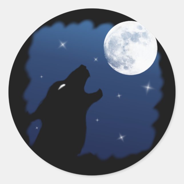 Redonda Wild Wolf Pegatina (Anverso)