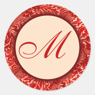 Redonda William Morris Red Leaves Monogramado Pegatina