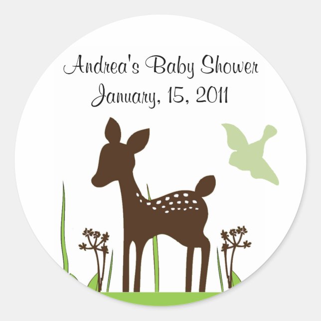 Redonda Willow Deer Baby Shower Pegatina Keepsake (Anverso)