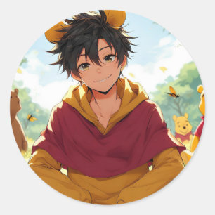 Redonda Winnie, el Pegatina de Pooh Anime Guy V12