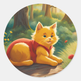 Redonda Winnie, el Pegatina del gato V1 de Pooh