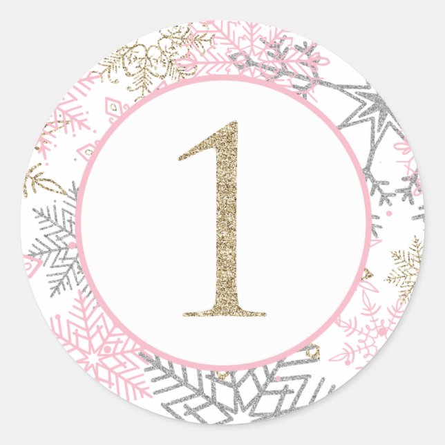 Redonda Winter ONEderland Snowflake un pegatina (Anverso)
