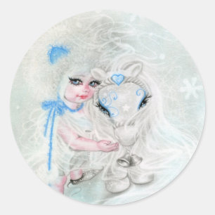 Redonda Winter Wonderland Chibi Chica Pony pegatina