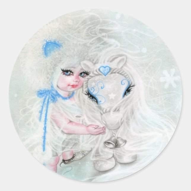 Redonda Winter Wonderland Chibi Chica Pony pegatina (Anverso)