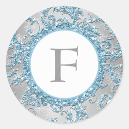 Redonda Winter Wonderland Monogrammed Boda Pegatina