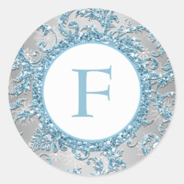 Redonda Winter Wonderland Monogrammed Boda Pegatina 2