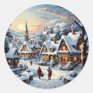 Redonda Winter Wonderland Village Pegatina