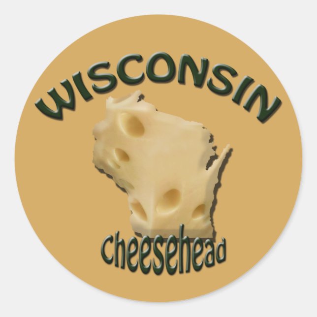 Redonda Wisconsin Cheesehead Cheese Pegatina (Anverso)