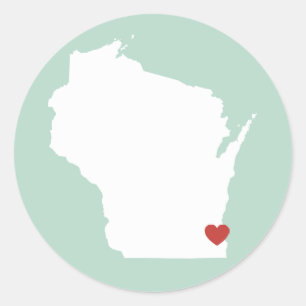 Redonda Wisconsin Love - Personalizable Pegatina