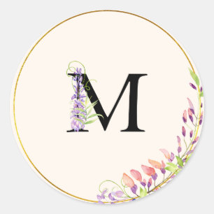 Redonda Wisteria boda floral pegatina
