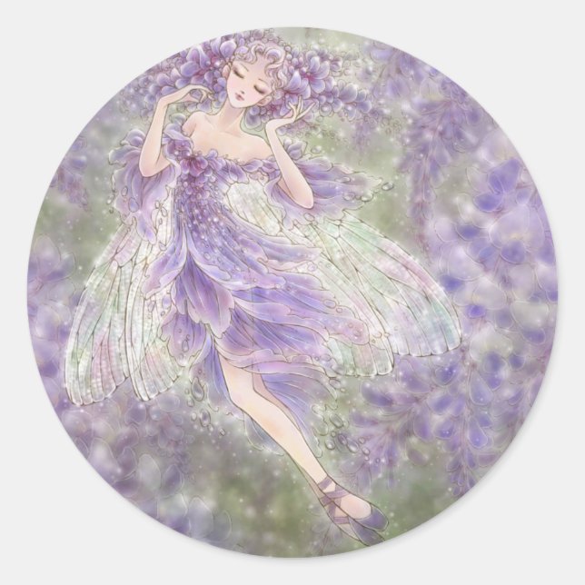 Redonda Wisteria Round Pegatina (Anverso)