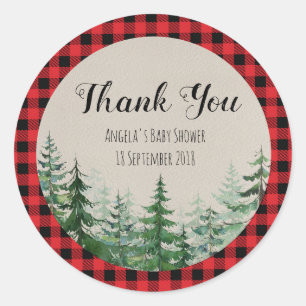 Redonda Woodland Forest Lumberjack Gracias Pegatina