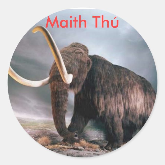 Redonda Wooly Mammoth Maith Thú Pegatina de Recompensa (Anverso)