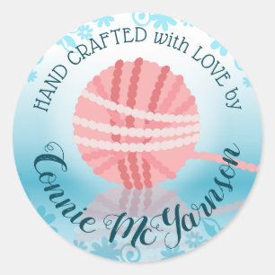 Redonda Yarn tejiendo crochet hecho a mano con pegatina de