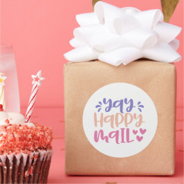 Redonda Yay Happy Mail - Pegatina para pequeñas empresas
