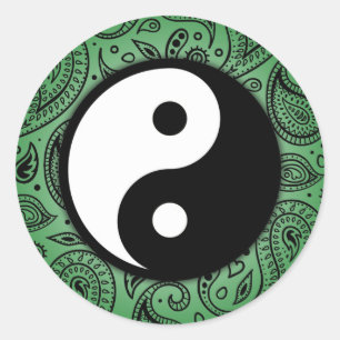 Redonda Yin Yang Paisley Pegatina
