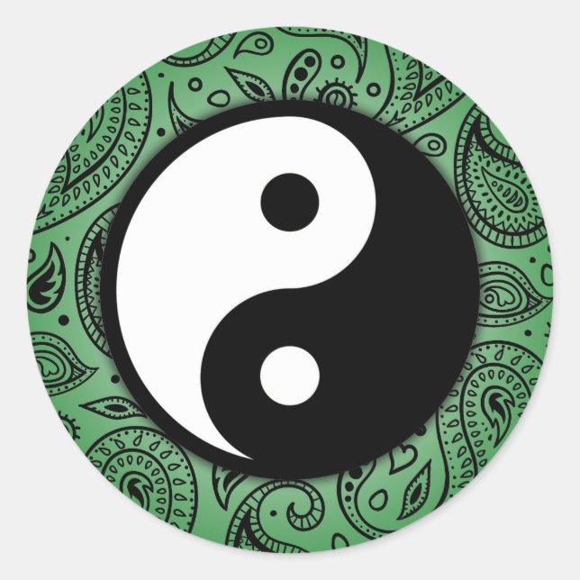 Redonda Yin Yang Paisley Pegatina (Anverso)
