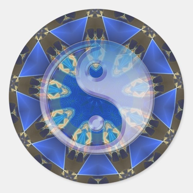 Redonda Yin Yang Serpent Circle Mandala Pegatina (Anverso)