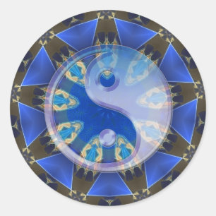 Redonda Yin Yang Serpent Circle Mandala Pegatina